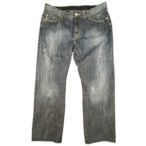 Seven7 For All Mankind Jeans Mens‎ 38 Denim Blue Relaxed Distressed Tailored Hem